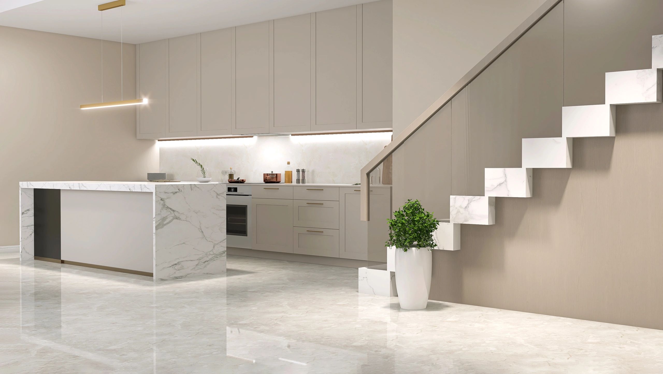 Granite countertop application in a modern kitchen