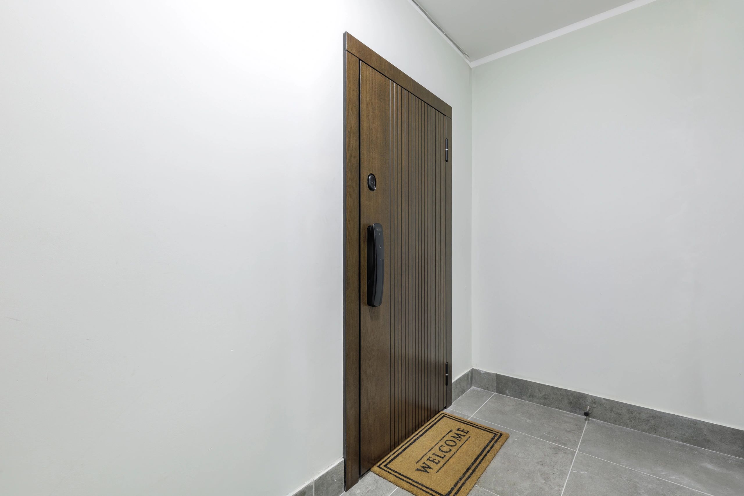 Contemporary hospitality-style entrance and interior detailing