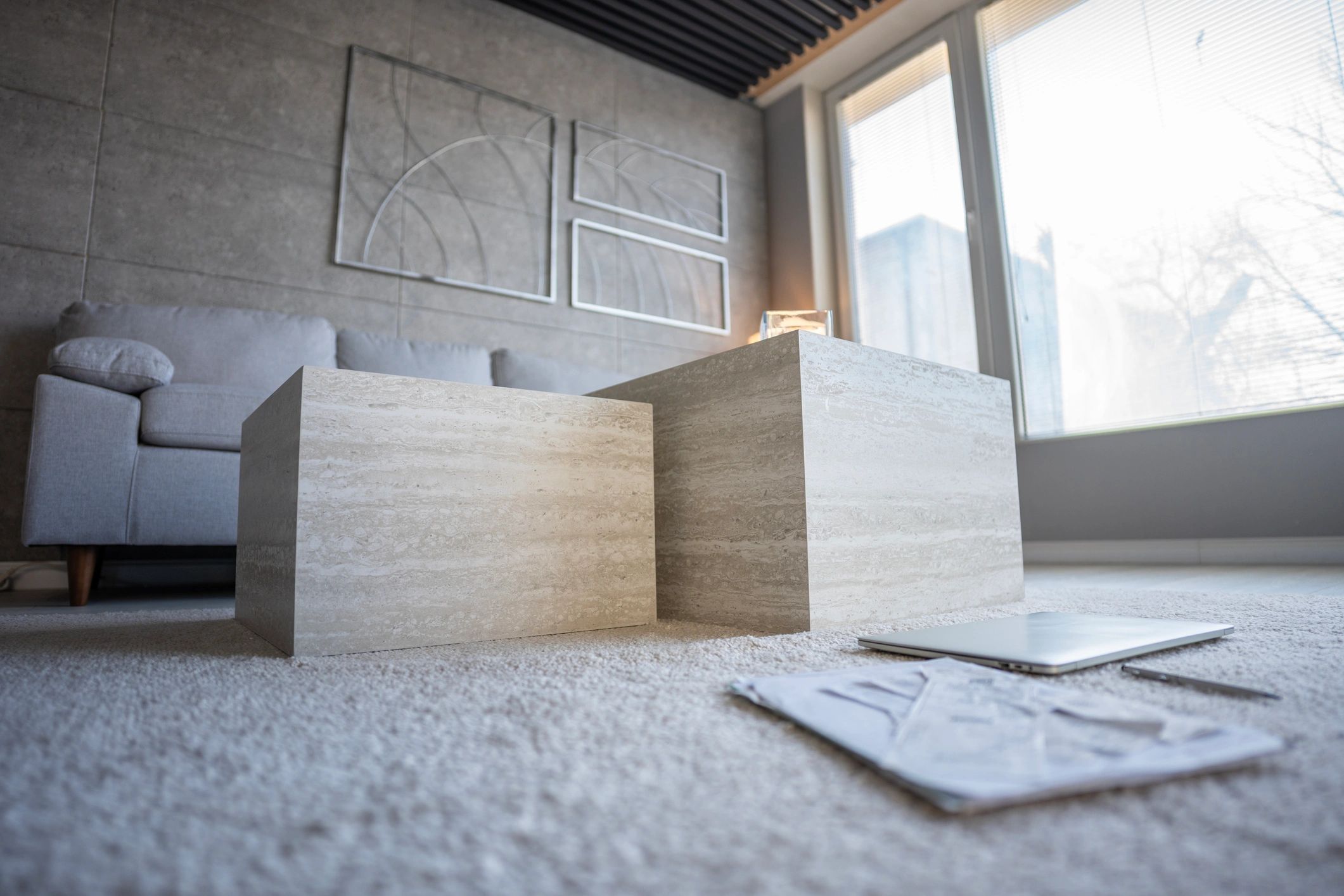Refined interior space showcasing premium stone surfaces
