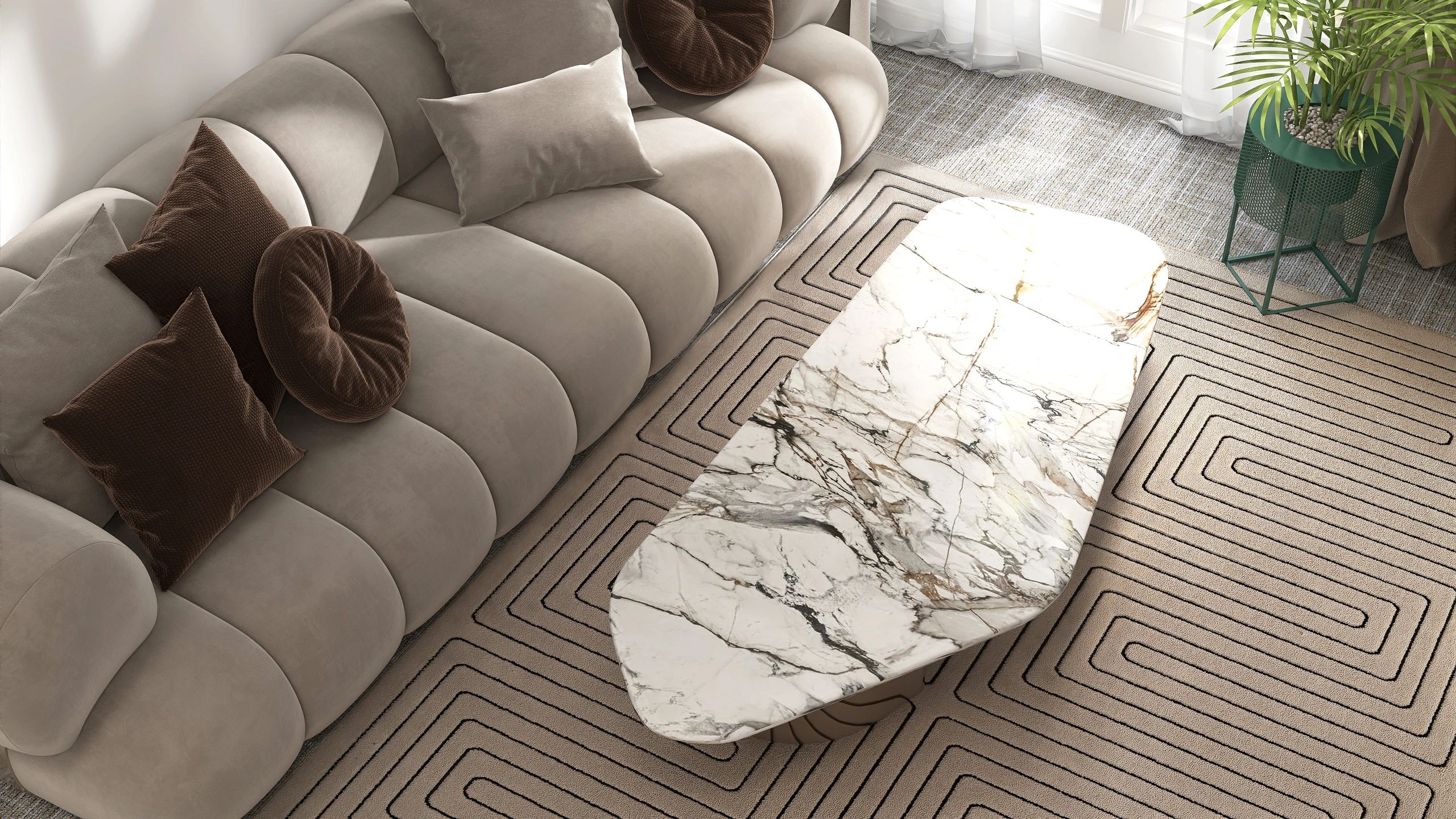 Elegant interior space showcasing marble applications